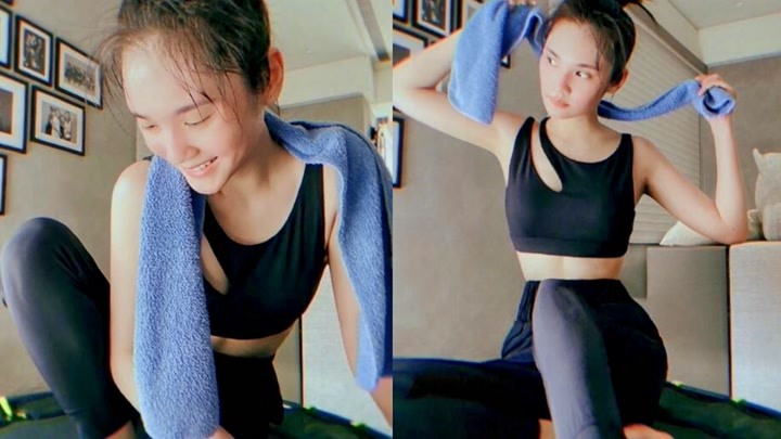 杨丞琳晒午后健身照,脸颊红润自带腮红,细腰抢镜状态超少女