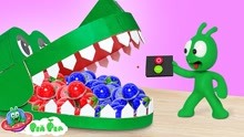 搞笑定格动画：豌豆玩鳄鱼玩具的趣味神秘挑战，红色与蓝色对决！
