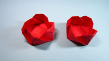 简单的手工折纸玫瑰花盒子