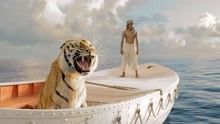 男子和老虎在海上漂泊，当食物吃完时，老虎显示出了本性