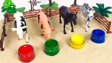 奶牛斑马等小动物吃果酱学习颜色
