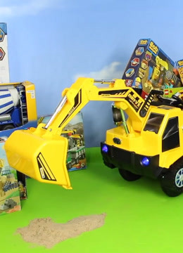 儿童挖掘机工程车推土机卡车吊车翻斗车玩具视频