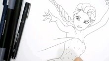 冰雪奇缘：绘画教程，教大家画动态的艾莎公主！快来试一试吧！