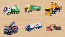 学习认识垃圾车集装箱货车 运输车道路救援车等工程车