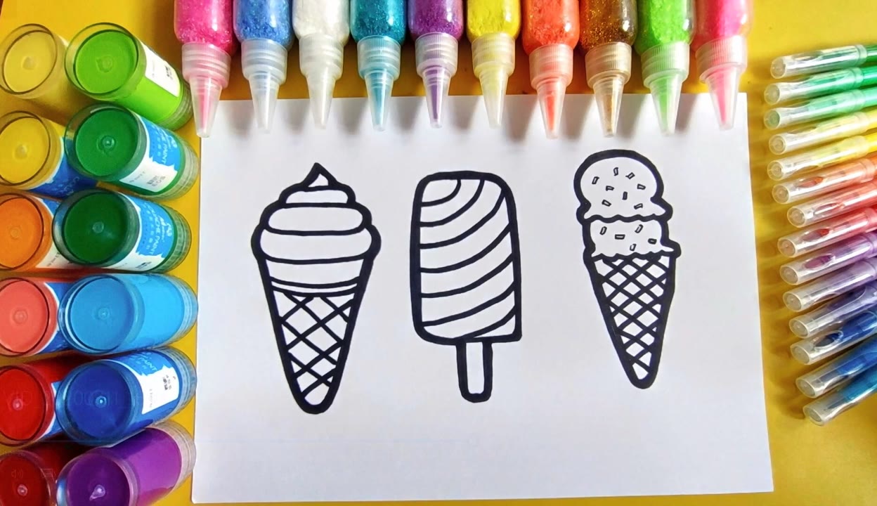 【西西的玩具屋】儿童简笔画教程:画3支好吃冰淇淋,312岁小朋友学习