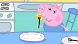 小猪佩奇：猪妈妈最会做煎饼了，佩奇三人等不急，自己动手试试！