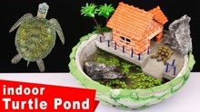 小乌龟有新家了，给它做了游泳池还有迷你砖房！太幸福了！