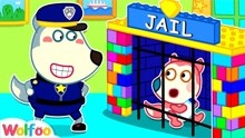 沃尔夫动画：沃夫扮警察抓调皮的珍妮，把她关在乐高玩具监狱