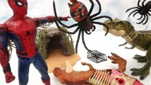 趣味玩具乐园：恐龙大战迷你电影，有趣的蜘蛛，暴龙和雷克斯！