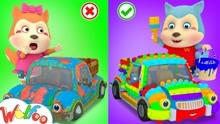 沃尔夫动画：露西的玩具车又破又脏，沃尔夫帮她装备彩虹pop汽车