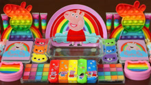 怎么用小猪佩奇的颜料、彩泥、水晶泥做史莱姆？益智早教手工玩具